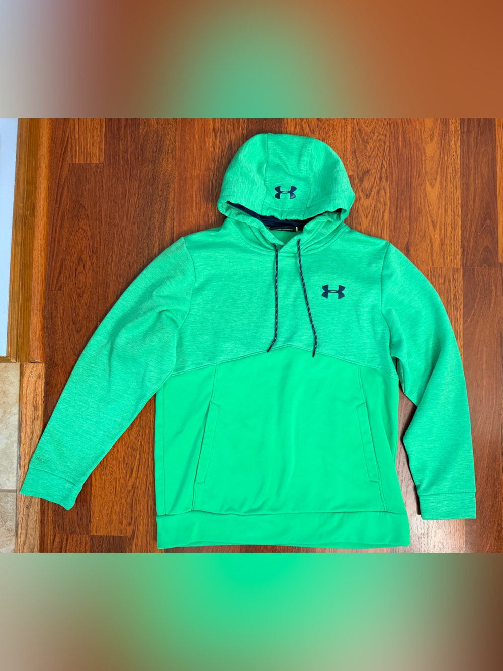 Under Armour Men's Bright Green Two-Tone Hooded Zip-Up Sweatshirt Size Medium